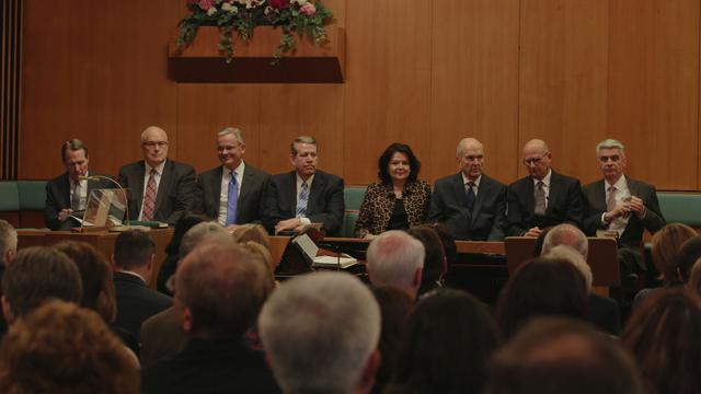 Elders Sabin, Johnson,Kearon, Hallstrom, Sis Nelson, Pres Nelson, Steven Maynes, Bishop Causse